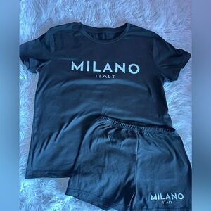 Milano Italy Black T-Shirt and Shorts Set
